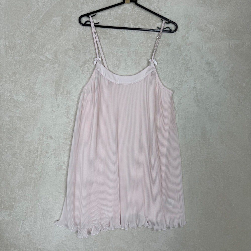 Shady‎ Lady Pink Pleated Babydoll Slip Dress Camisole Nightie Size M Coquette